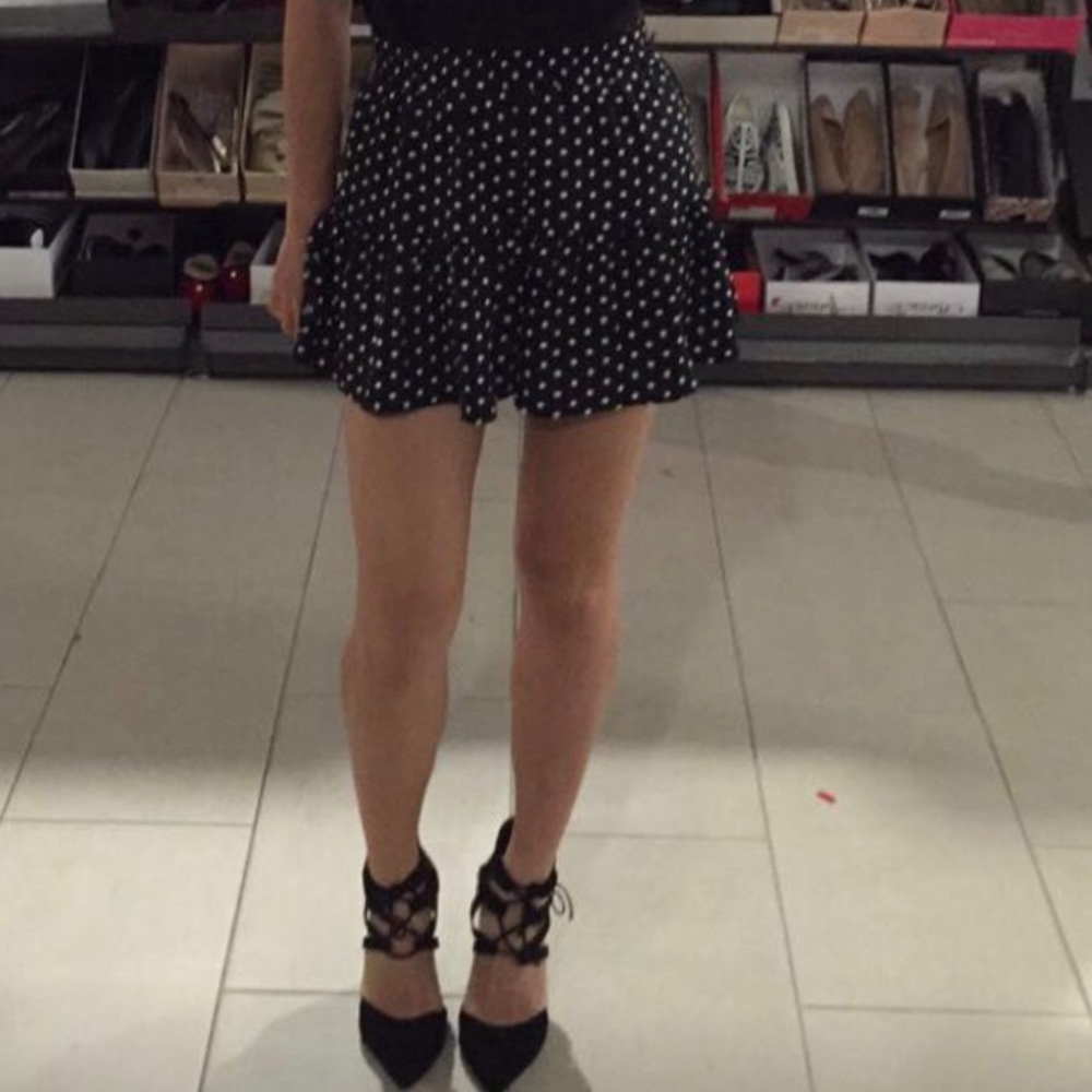 Aeropostale Polka Dot Black Pant Skirt